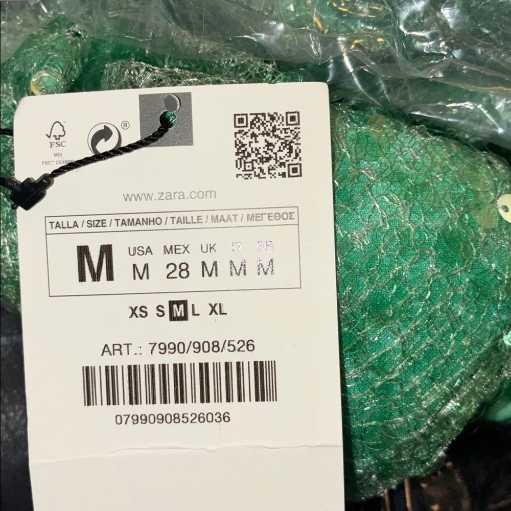 Zara NWT sea green sequin midi cut out dress 7990/908 - Picture 10 of 10